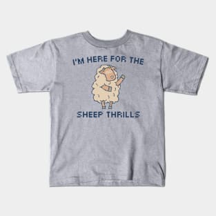 I'm Here For The Sheep Thrills - 8bit Pixel Art Kids T-Shirt